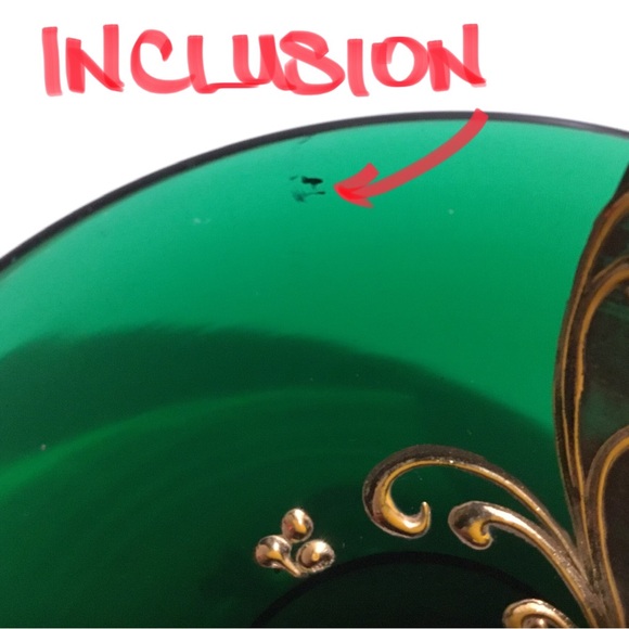 Vintage hand painted green glass with gold gilt - Picture 9 of 10